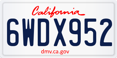 CA license plate 6WDX952