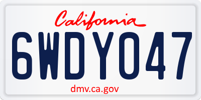CA license plate 6WDY047