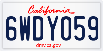 CA license plate 6WDY059
