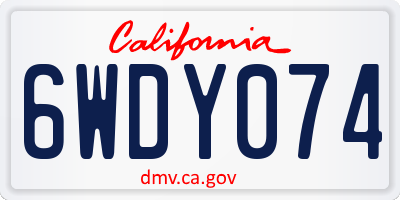 CA license plate 6WDY074