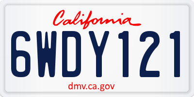 CA license plate 6WDY121