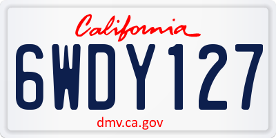 CA license plate 6WDY127