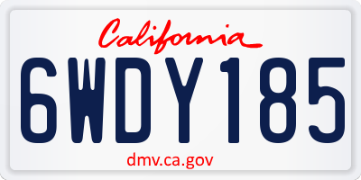 CA license plate 6WDY185