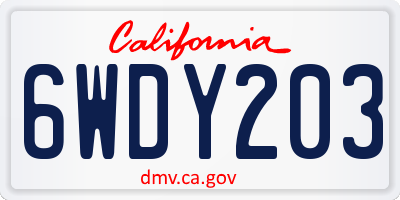 CA license plate 6WDY203