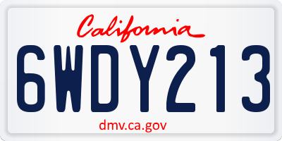 CA license plate 6WDY213