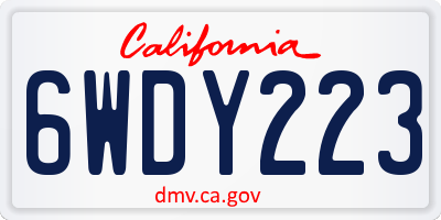 CA license plate 6WDY223