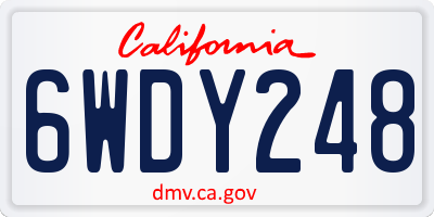 CA license plate 6WDY248