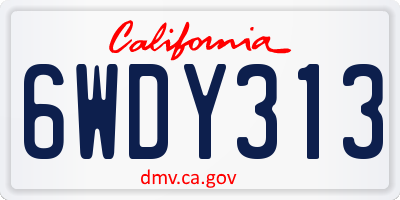 CA license plate 6WDY313