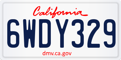 CA license plate 6WDY329