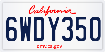 CA license plate 6WDY350