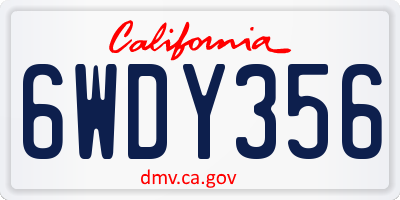 CA license plate 6WDY356
