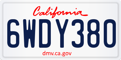 CA license plate 6WDY380