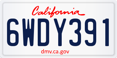 CA license plate 6WDY391