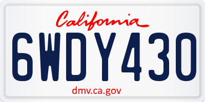 CA license plate 6WDY430