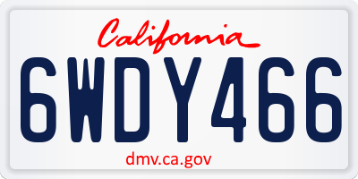 CA license plate 6WDY466