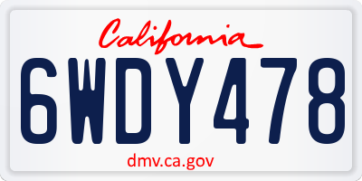 CA license plate 6WDY478