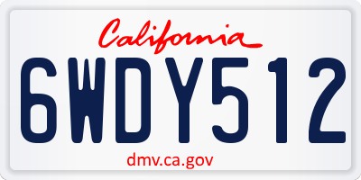 CA license plate 6WDY512