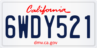 CA license plate 6WDY521