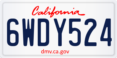 CA license plate 6WDY524