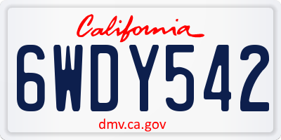 CA license plate 6WDY542