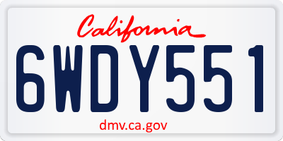 CA license plate 6WDY551