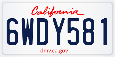 CA license plate 6WDY581