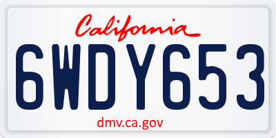 CA license plate 6WDY653