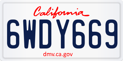 CA license plate 6WDY669