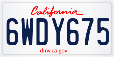 CA license plate 6WDY675