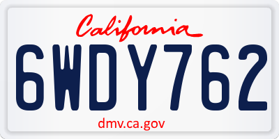 CA license plate 6WDY762