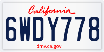 CA license plate 6WDY778
