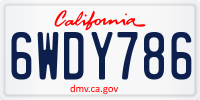 CA license plate 6WDY786