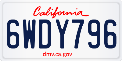 CA license plate 6WDY796