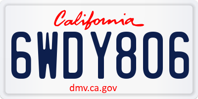 CA license plate 6WDY806