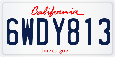 CA license plate 6WDY813