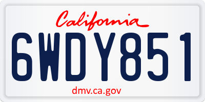 CA license plate 6WDY851