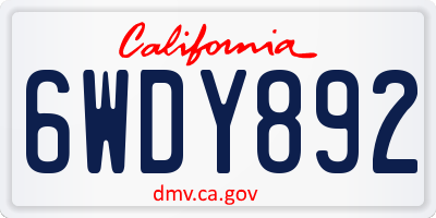 CA license plate 6WDY892