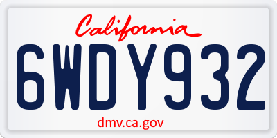 CA license plate 6WDY932