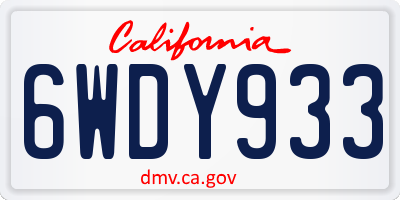 CA license plate 6WDY933