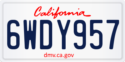 CA license plate 6WDY957