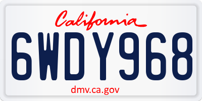CA license plate 6WDY968