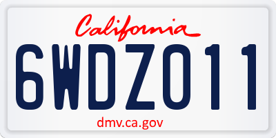CA license plate 6WDZ011