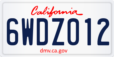 CA license plate 6WDZ012