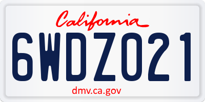 CA license plate 6WDZ021