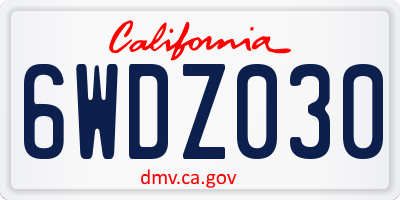 CA license plate 6WDZ030