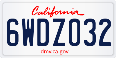 CA license plate 6WDZ032