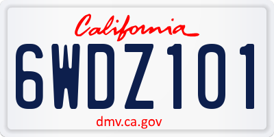 CA license plate 6WDZ101