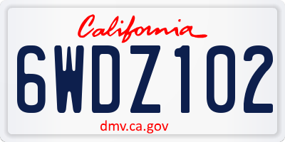 CA license plate 6WDZ102