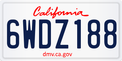 CA license plate 6WDZ188