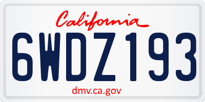 CA license plate 6WDZ193